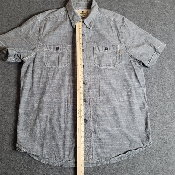Woolrich Shirt Mens M Gray Short Sleeve Button Up Chest Pockets Cotton Casual - Picture 3 of 14